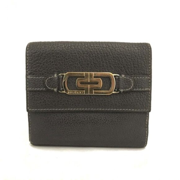 BVLGARI Parentesi Leather Bifold Wallet Purse Brown/2BG0238 - Picture 1 of 8